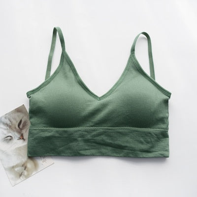 Kvinnor Tank Top Bralette Bomull Underkläder Sömlös Rör Crop Top Kvinna Backless Underkläder Solid Färg Camisole Avtagbar Vadderad