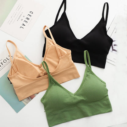 Kvinnor Tank Top Bralette Bomull Underkläder Sömlös Rör Crop Top Kvinna Backless Underkläder Solid Färg Camisole Avtagbar Vadderad