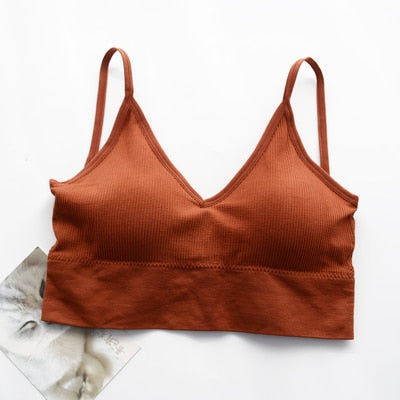 Kvinnor Tank Top Bralette Bomull Underkläder Sömlös Rör Crop Top Kvinna Backless Underkläder Solid Färg Camisole Avtagbar Vadderad